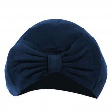 H15-N: Navy Turban Hat w/Bow (0-6 Months)